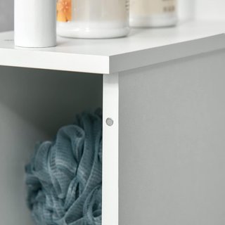 Mueble de Baño Ahorra Espacio en Columna Con 2 Estantes y 2 Armarios, Columna de Baño de Madera para Sala de Estar, 15.2X29.8X118 Cm, Blanco