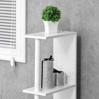 Mueble de Baño Ahorra Espacio en Columna Con 2 Estantes y 2 Armarios, Columna de Baño de Madera para Sala de Estar, 15.2X29.8X118 Cm, Blanco