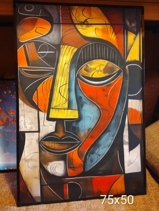 Stampa su tela astratta Volto 75x50.