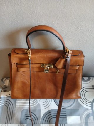 Borsa pelle marrone tipo Hermes