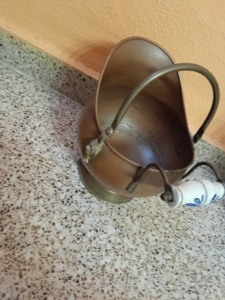 Tetera antigua cobre y cerámica