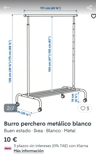 Burro perchero metálico blanco Ikea