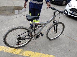 Bicicleta de montaña plateada