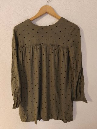 Vestido Zara verde con topos negros