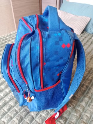 Mochila Sonic Azul con Diseño de Cuadros