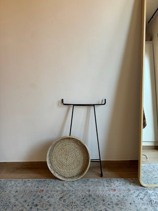 Mesita auxiliar mimbre plegable metal