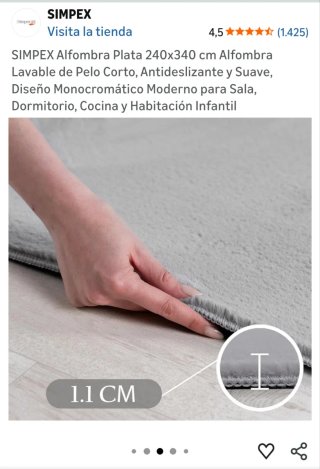 Alfombra Simpex Plata 240x340 cm