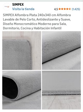 Alfombra Simpex Plata 240x340 cm