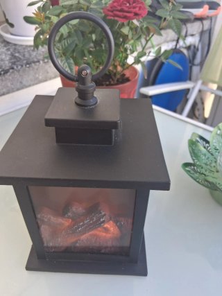 Farolillo efecto fuego chimenea negro