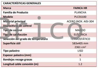 Plancha Eléctrica Acero Laminado Serie 100 - PLCE6100