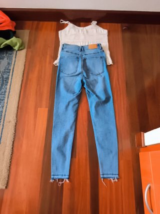 Talla M Pantalón vaquero mujer azul y camiseta de