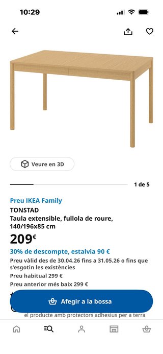 Mesa extensible TONSTAD IKEA 140/196x85