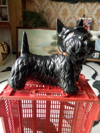 Figura Perro Terrier Cerámica Negro