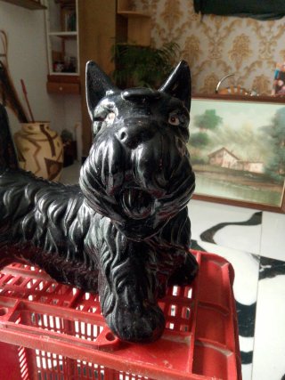 Figura Perro Terrier Cerámica Negro