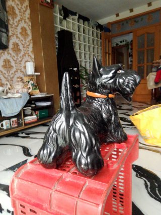 Figura Perro Terrier Cerámica Negro
