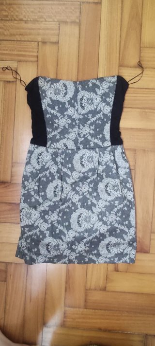 Vestido fiesta encaje beige y negro