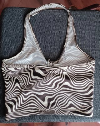Top halter cebra Y2K | Fruncido delantero | XS