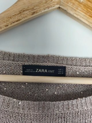 Jersey Zara Brillo Beige Talla Única