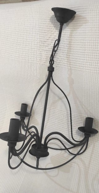 Lámpara forja negra 3 brazos