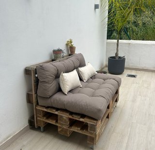 Conjunto (2)  sillones exterior madera y tela