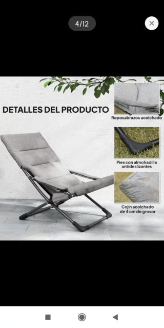 Silla plegable camping gris y negra