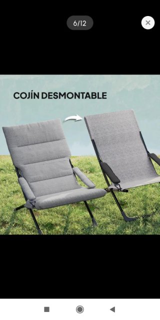 Silla plegable camping gris y negra