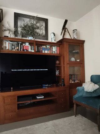 Mueble de salón madera y cristal