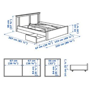 Cama 140x200 con 2 cajones blanca