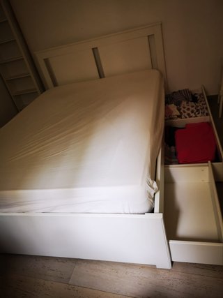 Cama 140x200 con 2 cajones blanca