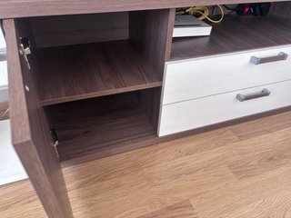 Mueble salón TV con estantería y vitrina
