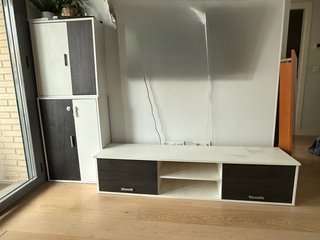 Mueble de salón 3 piezas blanco y negro