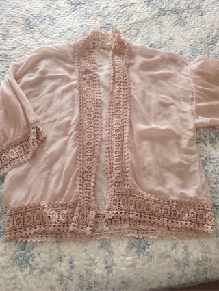 Cardigan Verano Encaje Rosa Talla Única