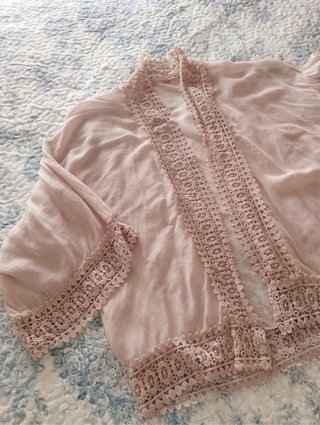 Cardigan Verano Encaje Rosa Talla Única