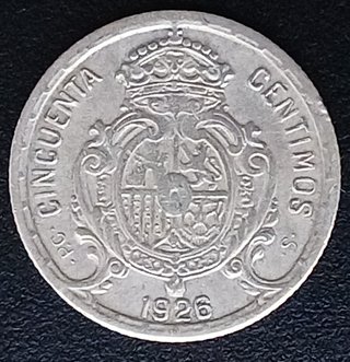 50 Céntimos 1926 ¡Plata - EBC+! (Última de Plata)