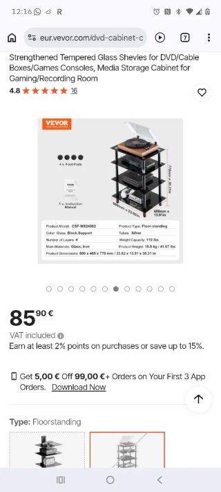 Mesa de audio Vevor cristal templado