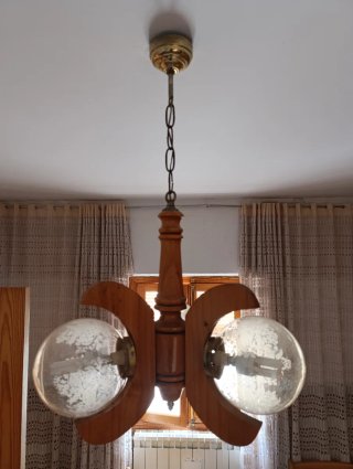 Lámpara de techo madera y cristal