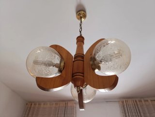 Lámpara de techo madera y cristal
