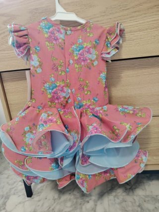 Traje flamenca talla 24 a 36m con Zapatos y Acceso