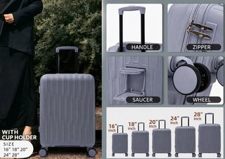 Juego 5 Maletas Gris con Portavasos