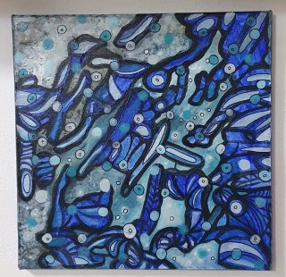 Quadro astratto su tela dipinto 30x30