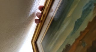 Quadro paesaggio tempera con cornice oro