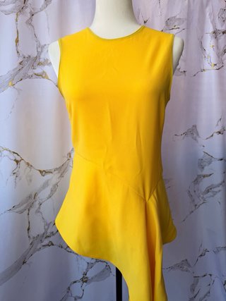 Zara Top Asimétrico Peplum Amarillo Talla S