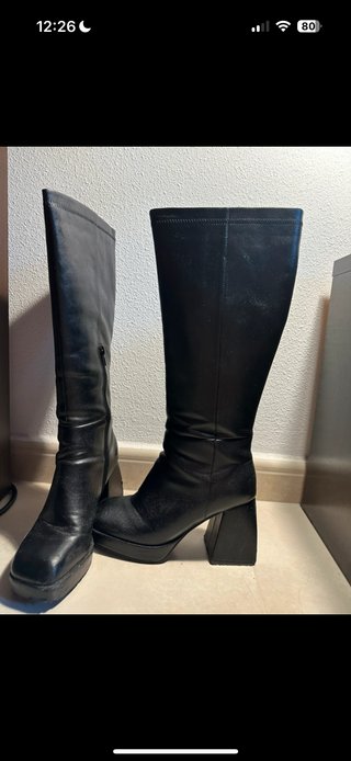 Botas altas negras tacón ancho