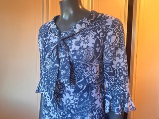 Vestido vintage blanco y azul 60-70