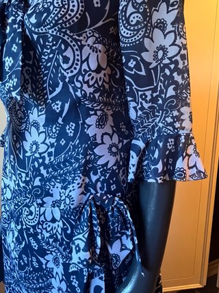Vestido vintage blanco y azul 60-70
