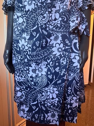 Vestido vintage blanco y azul 60-70
