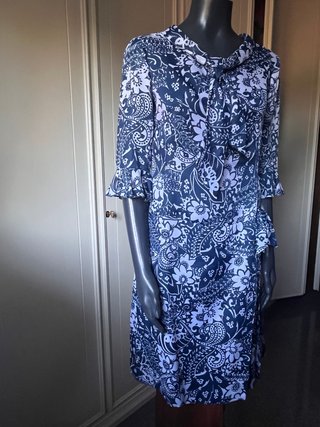 Vestido vintage blanco y azul 60-70