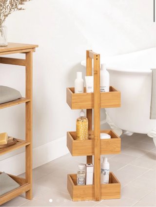 Mueble auxiliar de bambú 3 estantes