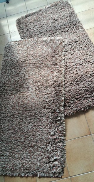 Dos Alfombras Beige y Marrón Poliéster