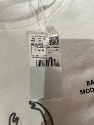 2 Camisetas Mango Blancas Niña Nuevas
